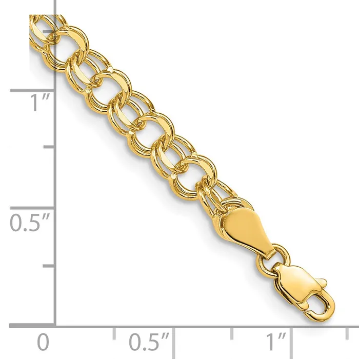 MDS 14K Yellow Gold Double Link Charm Bracelet Bracelets MDS 14K Yellow Gold Double Link Charm Bracelet Bracelets