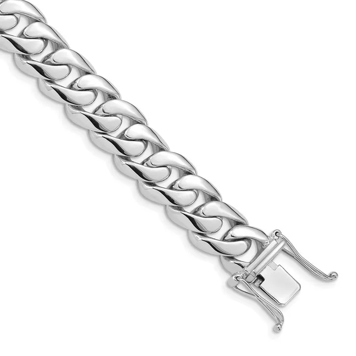 MDS Bracelets Solid 14K White Gold 8 inch 108mm Hand Polished Rounded Curb Link with Box Catch Clasp Bracelet MDS Bracelets Solid 14K White Gold 8 inch 108mm Hand Polished Rounded Curb Link with Box Catch Clasp Bracelet