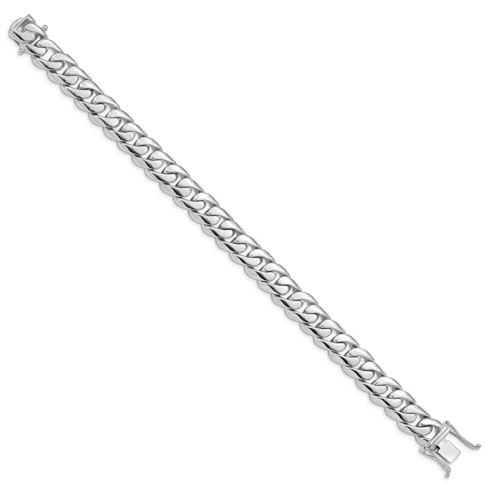 MDS Bracelets Solid 14K White Gold 8 inch 108mm Hand Polished Rounded Curb Link with Box Catch Clasp Bracelet MDS Bracelets Solid 14K White Gold 8 inch 108mm Hand Polished Rounded Curb Link with Box Catch Clasp Bracelet