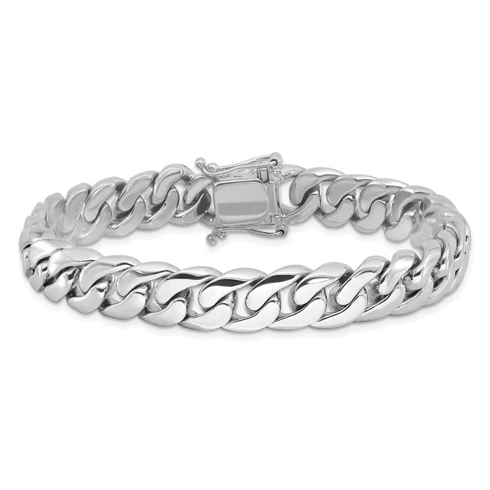 MDS Bracelets Solid 14K White Gold 8 inch 108mm Hand Polished Rounded Curb Link with Box Catch Clasp Bracelet MDS Bracelets Solid 14K White Gold 8 inch 108mm Hand Polished Rounded Curb Link with Box Catch Clasp Bracelet