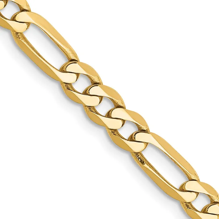 MDS Necklaces 14K Yellow Gold 18 inch 475mm Flat Figaro with Lobster Clasp Chain Necklace MDS Necklaces 14K Yellow Gold 18 inch 475mm Flat Figaro with Lobster Clasp Chain Necklace