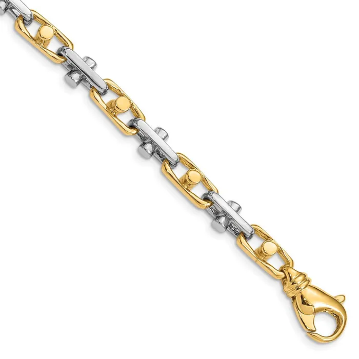MDS Necklaces Solid 14K Twotone Gold 22 inch 58mm Hand Polished Fancy Link with Fancy Lobster Clasp Chain Necklace MDS Necklaces Solid 14K Twotone Gold 22 inch 58mm Hand Polished Fancy Link with Fancy Lobster Clasp Chain Necklace