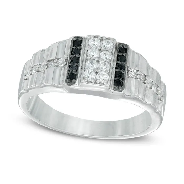 Mens 050 CT TW Enhanced Black and White Natural Diamond Ring in Solid 10K White Gold Goldia Rings Mens 050 CT TW Enhanced Black and White Natural Diamond Ring in Solid 10K White Gold Goldia Rings