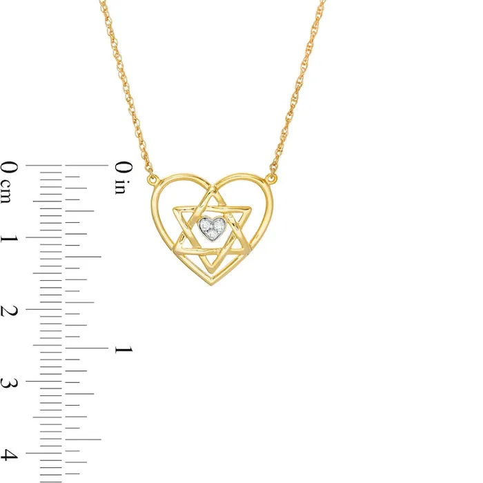 Natural Diamond Accent Double Heart with Star of David Necklace in 10K Yellow Gold Goldia Necklaces Natural Diamond Accent Double Heart with Star of David Necklace in 10K Yellow Gold Goldia Necklaces