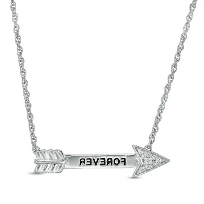 Natural Diamond Accent FOREVER Arrow Necklace in Sterling Silver 17 Goldia Necklaces Natural Diamond Accent FOREVER Arrow Necklace in Sterling Silver 17 Goldia Necklaces
