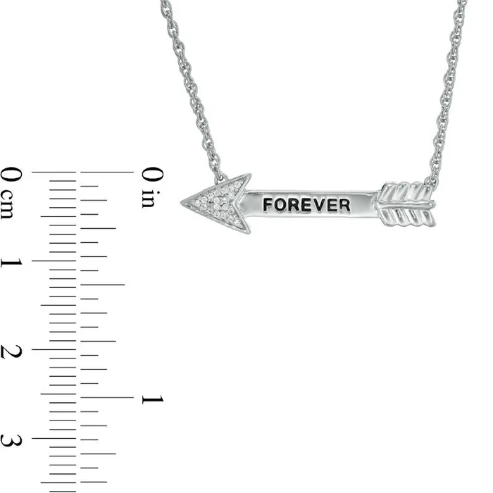 Natural Diamond Accent FOREVER Arrow Necklace in Sterling Silver 17 Goldia Necklaces Natural Diamond Accent FOREVER Arrow Necklace in Sterling Silver 17 Goldia Necklaces