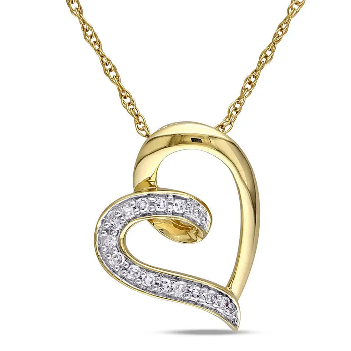 Natural Diamond Accent Tilted Swirl Heart Pendant in 10K Yellow Gold 17 Goldia Necklaces Natural Diamond Accent Tilted Swirl Heart Pendant in 10K Yellow Gold 17 Goldia Necklaces