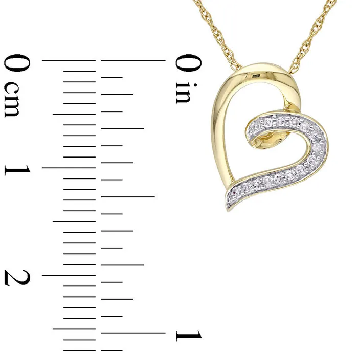 Natural Diamond Accent Tilted Swirl Heart Pendant in 10K Yellow Gold 17 Goldia Necklaces Natural Diamond Accent Tilted Swirl Heart Pendant in 10K Yellow Gold 17 Goldia Necklaces