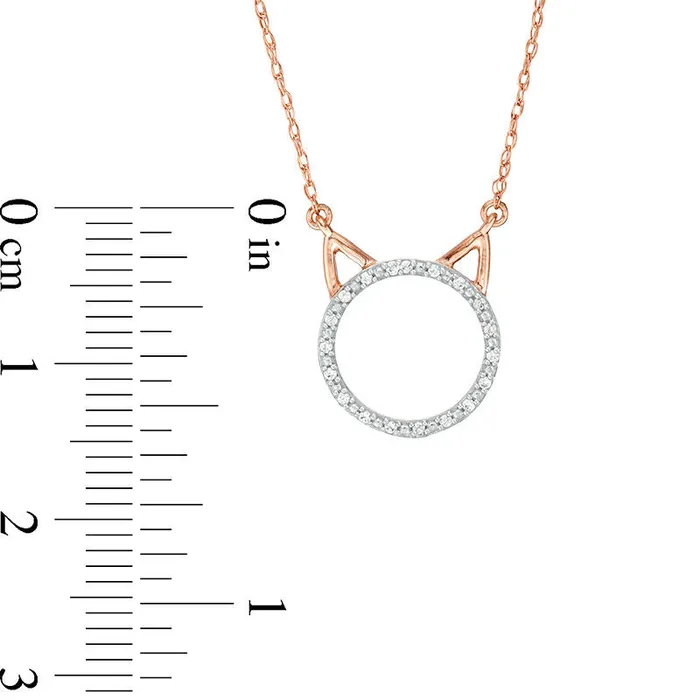 Necklaces 005 CT TW Natural Diamond Cat Necklace in 10K Rose Gold Goldia Necklaces 005 CT TW Natural Diamond Cat Necklace in 10K Rose Gold Goldia