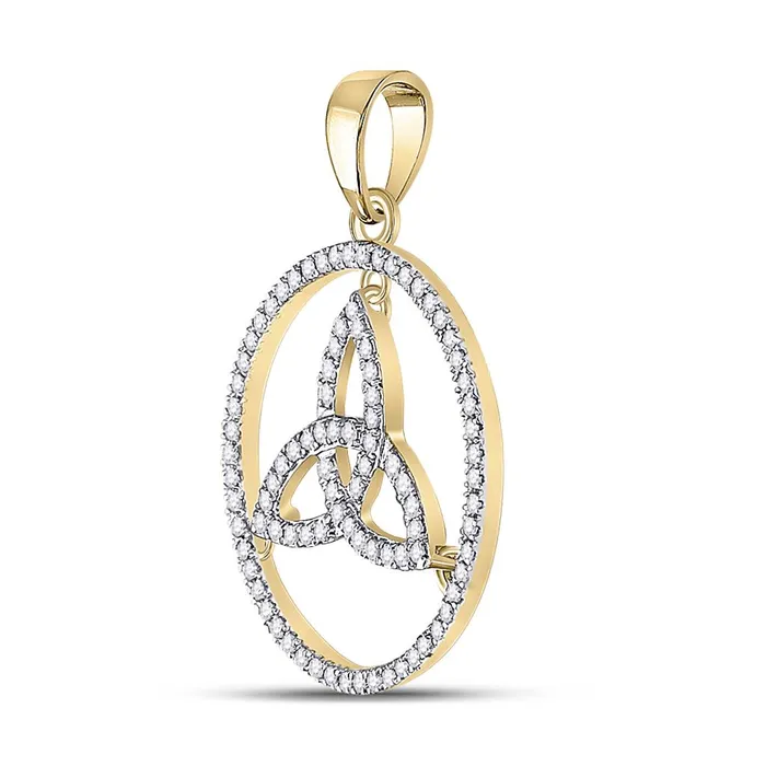 Necklaces 10k Yellow Gold Round Diamond Trinity Triquetra Circle Pendant 14 Cttw gndatlanta