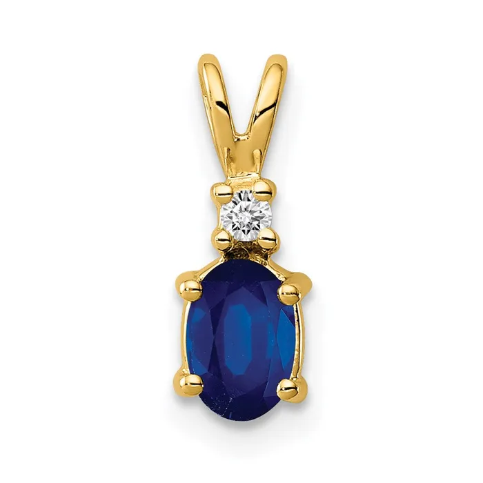 Necklaces 14k 6x4mm Oval Sapphire Natural Diamond Pendant Goldia