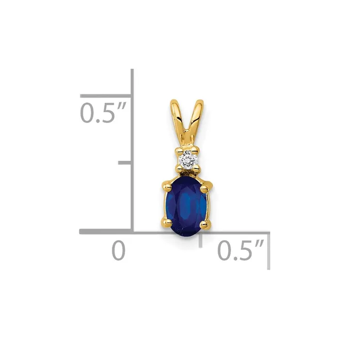 Necklaces 14k 6x4mm Oval Sapphire Natural Diamond Pendant Goldia