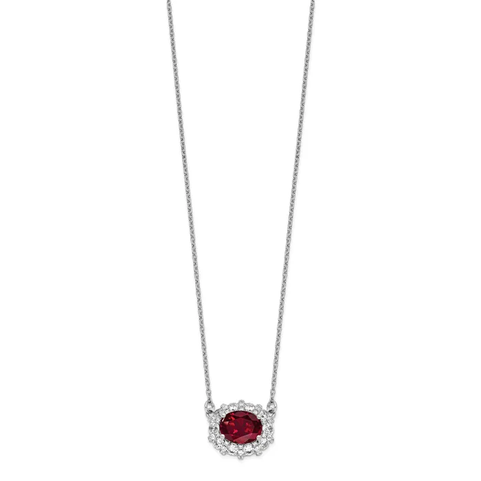 Necklaces 14k White Gold 1 Ct Lab Grown Diamond VSSI G Created Ruby 18 inch Necklace Goldia