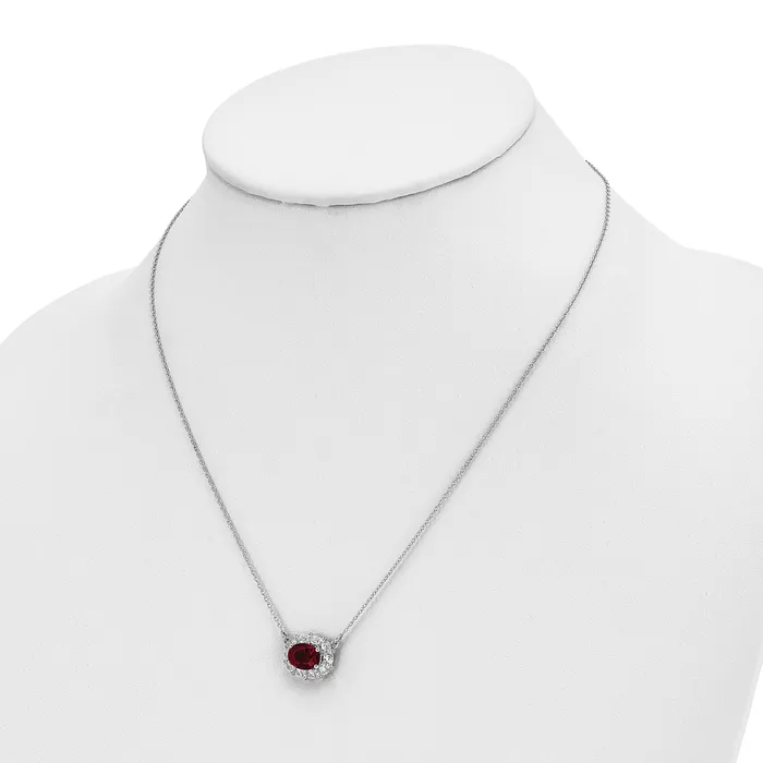 Necklaces 14k White Gold 1 Ct Lab Grown Diamond VSSI G Created Ruby 18 inch Necklace Goldia