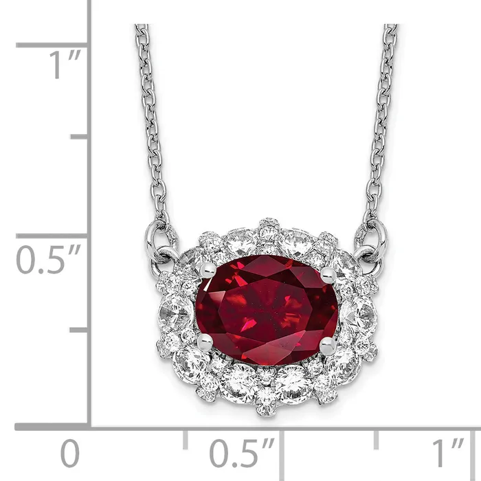 Necklaces 14k White Gold 1 Ct Lab Grown Diamond VSSI G Created Ruby 18 inch Necklace Goldia