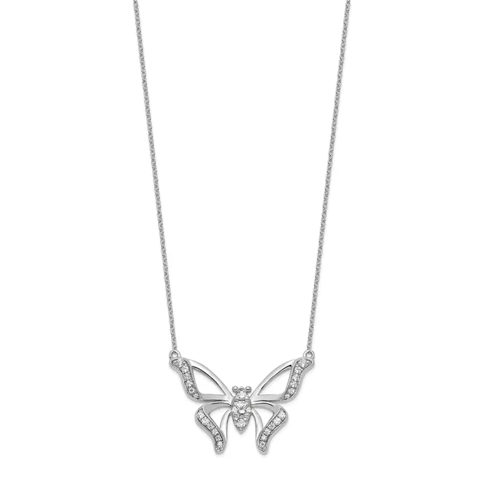Necklaces 14k White Gold 38 Ct Lab Grown Diamond VSSI G 18 inch Butterfly Necklace Goldia
