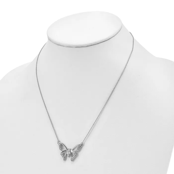 Necklaces 14k White Gold 38 Ct Lab Grown Diamond VSSI G 18 inch Butterfly Necklace Goldia