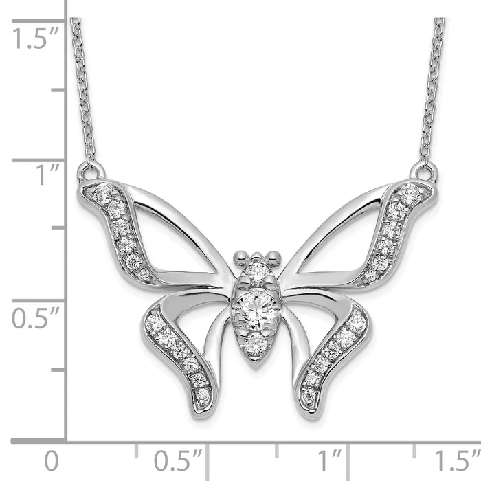 Necklaces 14k White Gold 38 Ct Lab Grown Diamond VSSI G 18 inch Butterfly Necklace Goldia
