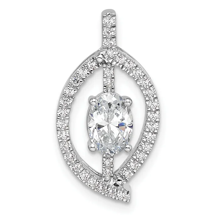 Necklaces 14K White Gold Lab Grown VSSI FGH Diamond Fancy Chain Slide Goldia