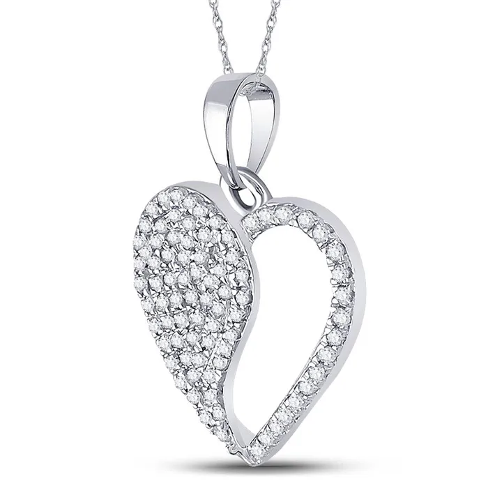 Necklaces 14k White Gold Round Diamond Modern Heart Pendant 13 Cttw gndatlanta Necklaces 14k White Gold Round Diamond Modern Heart Pendant 13 Cttw gndatlanta