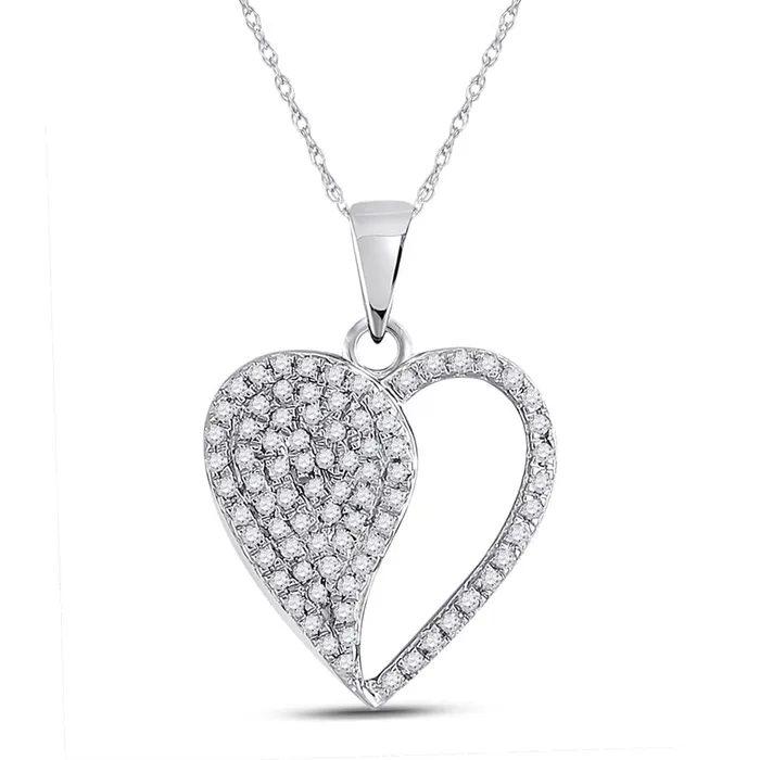 Necklaces 14k White Gold Round Diamond Modern Heart Pendant 13 Cttw gndatlanta