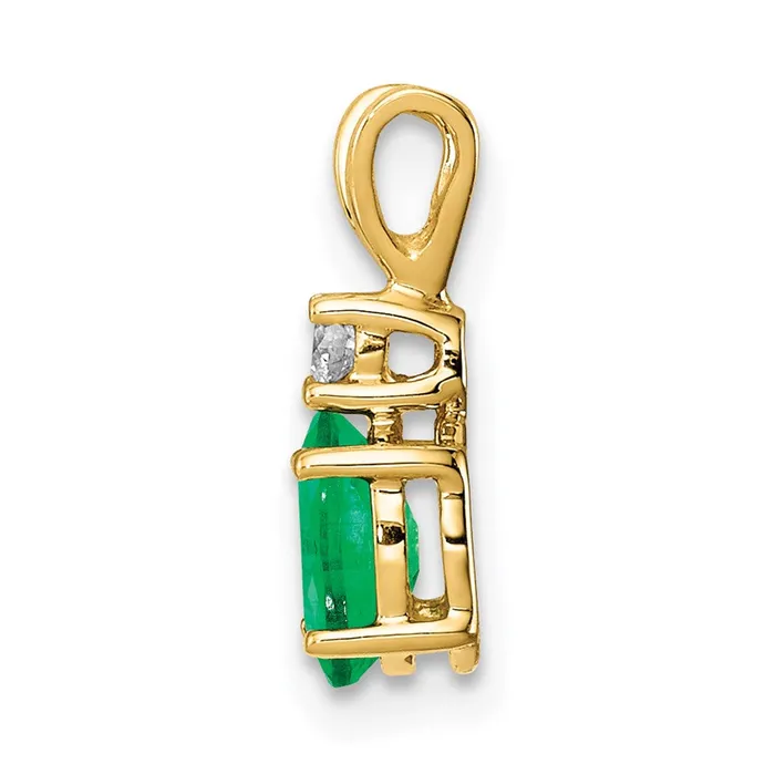 Necklaces 14K Yellow Gold 6x4mm Oval Emerald VS Real Diamond pendant Goldia