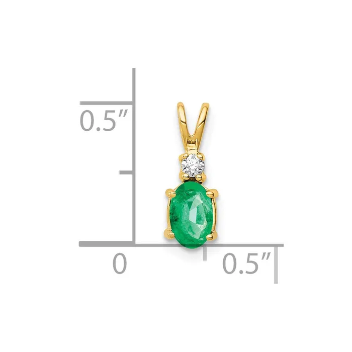 Necklaces 14K Yellow Gold 6x4mm Oval Emerald VS Real Diamond pendant Goldia