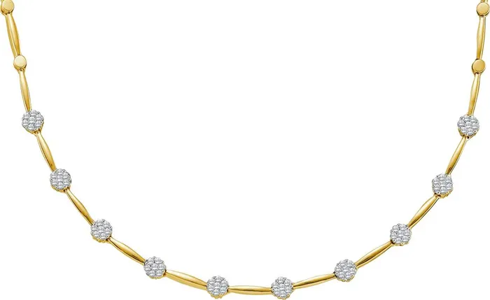 Necklaces 14k Yellow Gold Round Diamond Flower Cluster Cocktail Necklace 1 Ctw gndatlanta Necklaces 14k Yellow Gold Round Diamond Flower Cluster Cocktail Necklace 1 Ctw gndatlanta