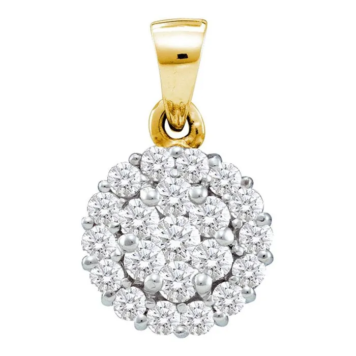 Necklaces 14k Yellow Gold Round Diamond Flower Cluster Pendant 1 Cttw gndatlanta Necklaces 14k Yellow Gold Round Diamond Flower Cluster Pendant 1 Cttw gndatlanta