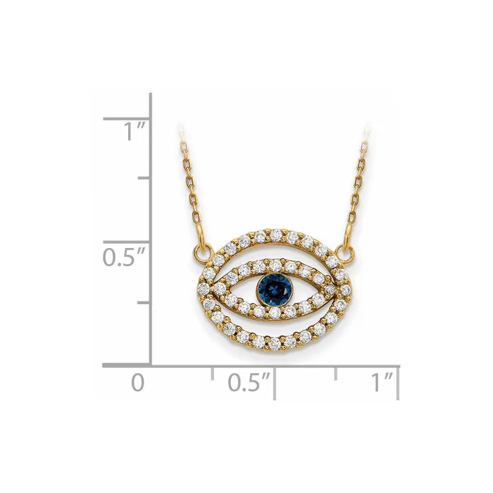 Necklaces 14ky Medium Necklace Diamond and Sapphire Gold Halo Evil Eye Goldia