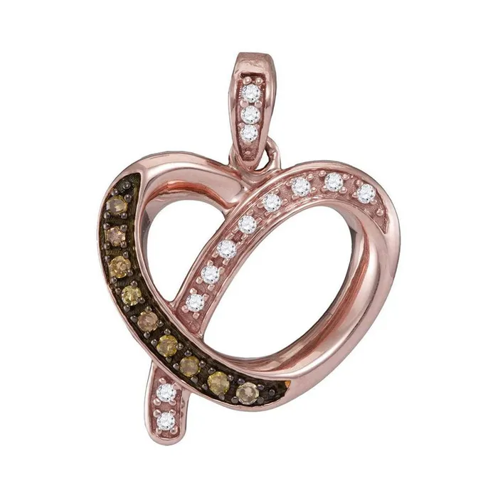 Necklaces gndatlanta 10k Rose Gold Round Brown Diamond Heart Pendant 18 Cttw Necklaces gndatlanta 10k Rose Gold Round Brown Diamond Heart Pendant 18 Cttw