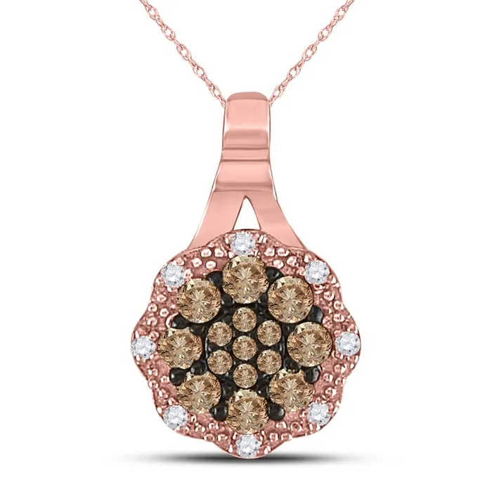 Necklaces gndatlanta 14k Rose Gold Round Brown Diamond Cluster Pendant 14 Cttw Necklaces gndatlanta 14k Rose Gold Round Brown Diamond Cluster Pendant 14 Cttw