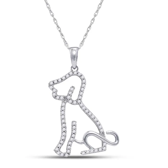 Necklaces gndatlanta 14k White Gold Round Diamond Animal Dog Puppy Pendant 15 Cttw Necklaces gndatlanta 14k White Gold Round Diamond Animal Dog Puppy Pendant 15 Cttw