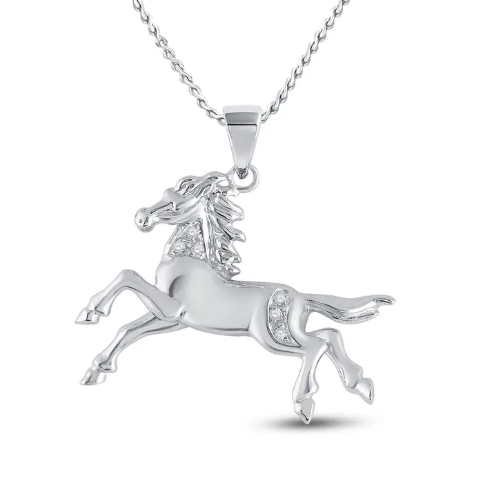 Necklaces gndatlanta 14k White Gold Round Diamond Horse Pony Animal Pendant 120 Cttw Necklaces gndatlanta 14k White Gold Round Diamond Horse Pony Animal Pendant 120 Cttw