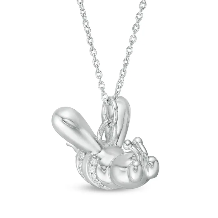 Necklaces Goldia 005 CT TW Natural Diamond Balloon Bee Pendant in Sterling Silver Necklaces Goldia 005 CT TW Natural Diamond Balloon Bee Pendant in Sterling Silver
