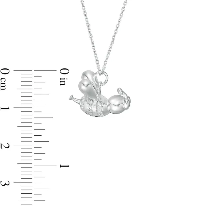 Necklaces Goldia 005 CT TW Natural Diamond Balloon Bee Pendant in Sterling Silver Necklaces Goldia 005 CT TW Natural Diamond Balloon Bee Pendant in Sterling Silver