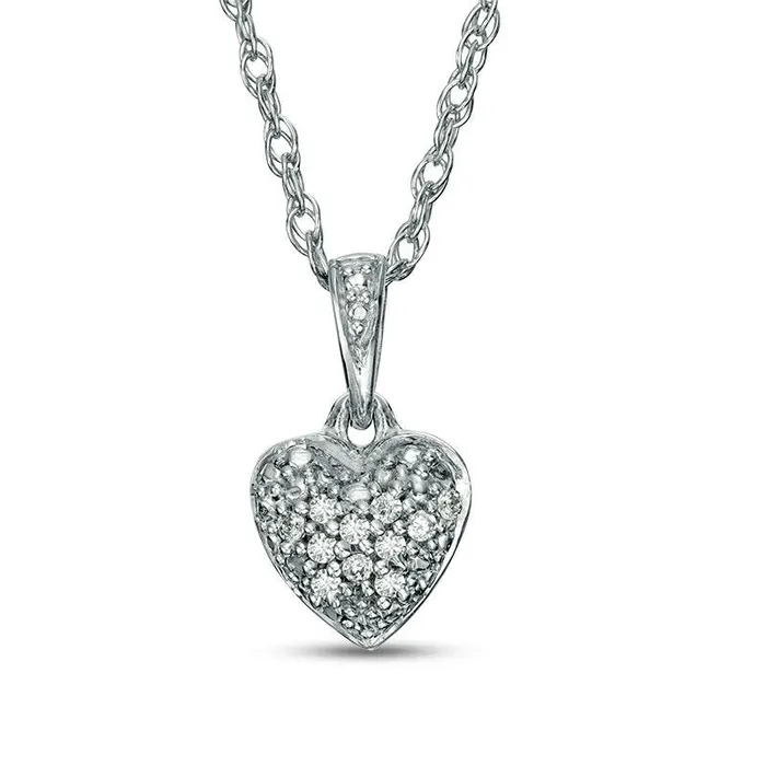 Necklaces Goldia 005 CT TW Natural Diamond Heart Pendant in Sterling Silver Necklaces Goldia 005 CT TW Natural Diamond Heart Pendant in Sterling Silver