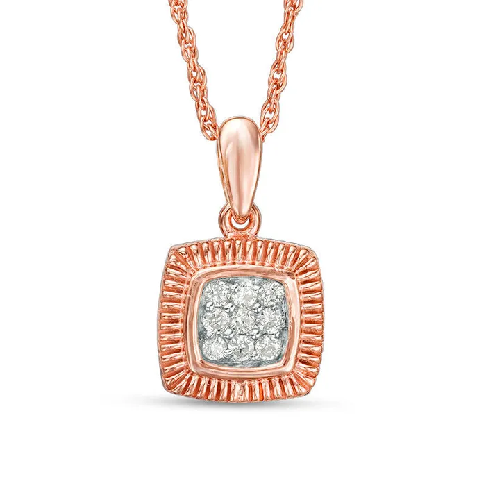 Necklaces Goldia 007 CT TW Composite Natural Diamond Square Pendant in 10K Rose Gold Necklaces Goldia 007 CT TW Composite Natural Diamond Square Pendant in 10K Rose Gold