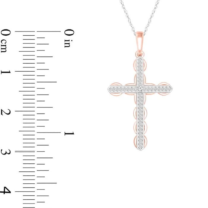 Necklaces Goldia 007 CT TW Natural Diamond Scalloped Cross Pendant in 10K TwoTone Gold Necklaces Goldia 007 CT TW Natural Diamond Scalloped Cross Pendant in 10K TwoTone Gold