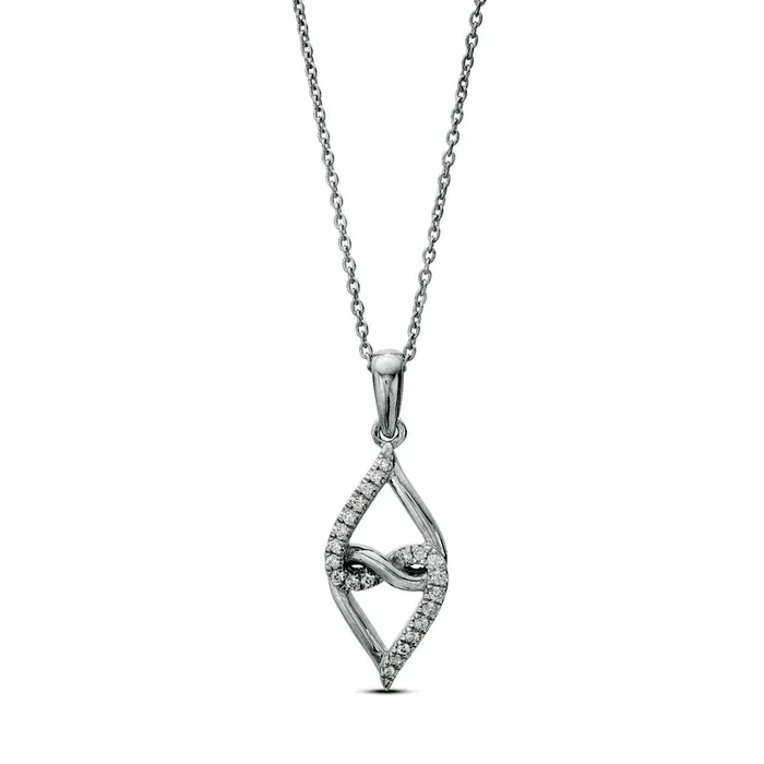 Necklaces Goldia 01 CT TW Natural Diamond Double Twisted Heart with Infinity Pendant in Sterling Silver Necklaces Goldia 01 CT TW Natural Diamond Double Twisted Heart with Infinity Pendant in Sterling Silver
