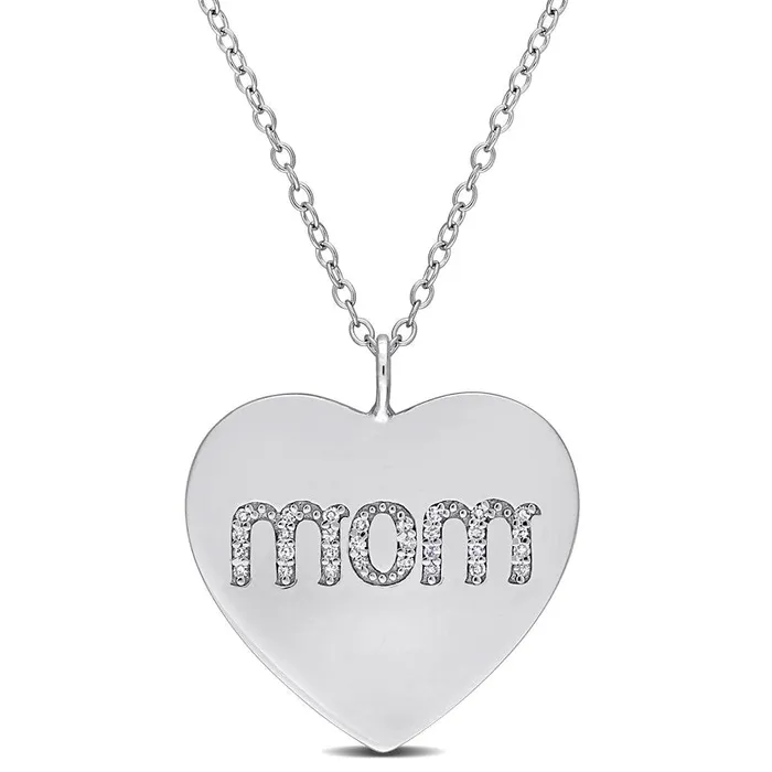 Necklaces Goldia 01 CT TW Natural Diamond mom Heart Pendant in Sterling Silver Necklaces Goldia 01 CT TW Natural Diamond mom Heart Pendant in Sterling Silver