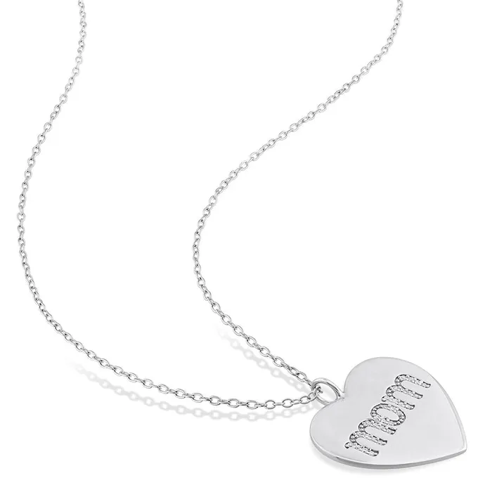 Necklaces Goldia 01 CT TW Natural Diamond mom Heart Pendant in Sterling Silver Necklaces Goldia 01 CT TW Natural Diamond mom Heart Pendant in Sterling Silver
