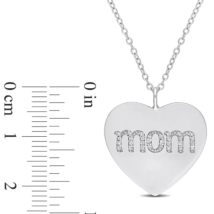 Necklaces Goldia 01 CT TW Natural Diamond mom Heart Pendant in Sterling Silver Necklaces Goldia 01 CT TW Natural Diamond mom Heart Pendant in Sterling Silver