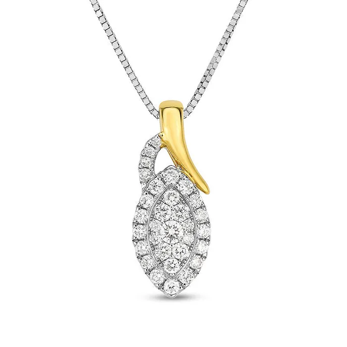Necklaces Goldia 02 CT TW Composite Natural Diamond Marquise Frame Pendant in 10K TwoTone Gold Necklaces Goldia 02 CT TW Composite Natural Diamond Marquise Frame Pendant in 10K TwoTone Gold