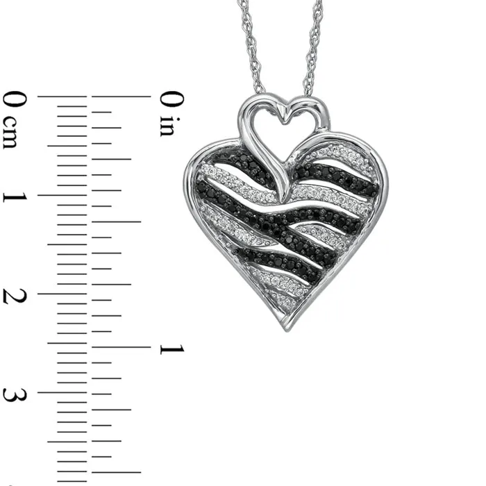 Necklaces Goldia 025 CT TW Enhanced Black and White Natural Diamond Zebra Heart Pendant in Sterling Silver Necklaces Goldia 025 CT TW Enhanced Black and White Natural Diamond Zebra Heart Pendant in Sterling Silver