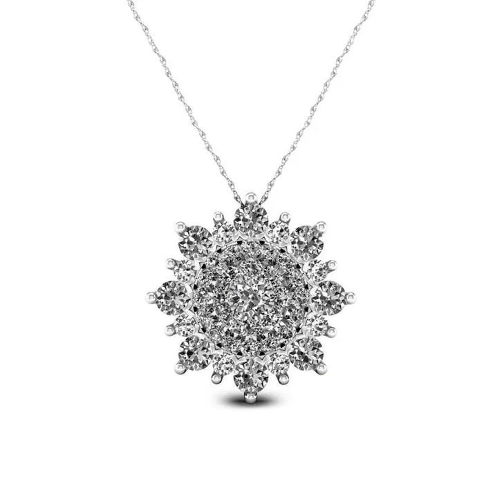 Necklaces Goldia 033 CT TW Natural Diamond Sunburst Pendant in 10K White Gold Necklaces Goldia 033 CT TW Natural Diamond Sunburst Pendant in 10K White Gold