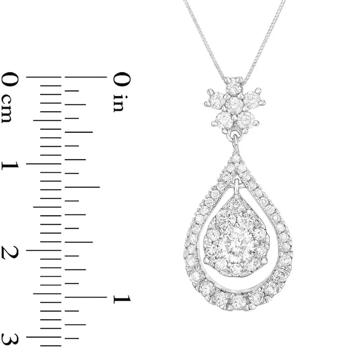 Necklaces Goldia 1 CT TW Composite Natural Diamond Frame Teardrop Dangle Pendant in 10K White Gold Necklaces Goldia 1 CT TW Composite Natural Diamond Frame Teardrop Dangle Pendant in 10K White Gold