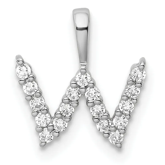 Necklaces Goldia 14k White Gold 16 Ct Lab Grown Diamond VSSI G Letter W Initial Pendant Necklaces Goldia 14k White Gold 16 Ct Lab Grown Diamond VSSI G Letter W Initial Pendant