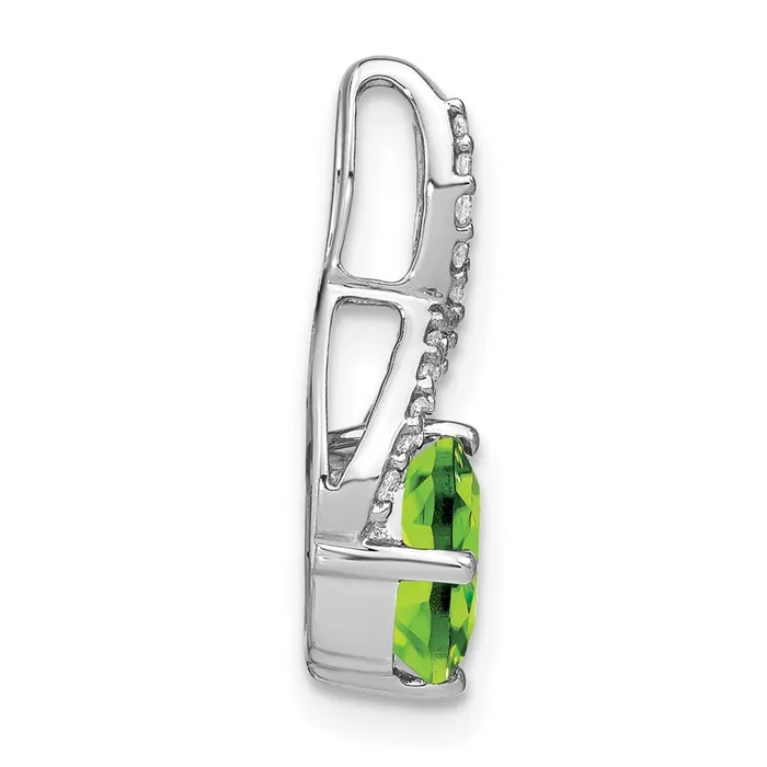 Necklaces Goldia 14k White Gold Cushion Peridot and Real Diamond Pendant