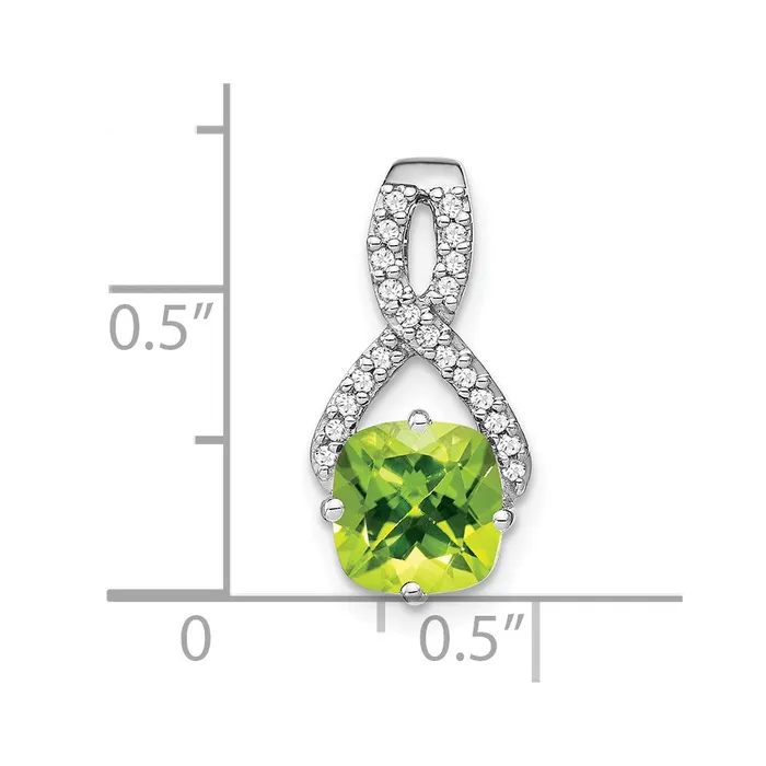 Necklaces Goldia 14k White Gold Cushion Peridot and Real Diamond Pendant
